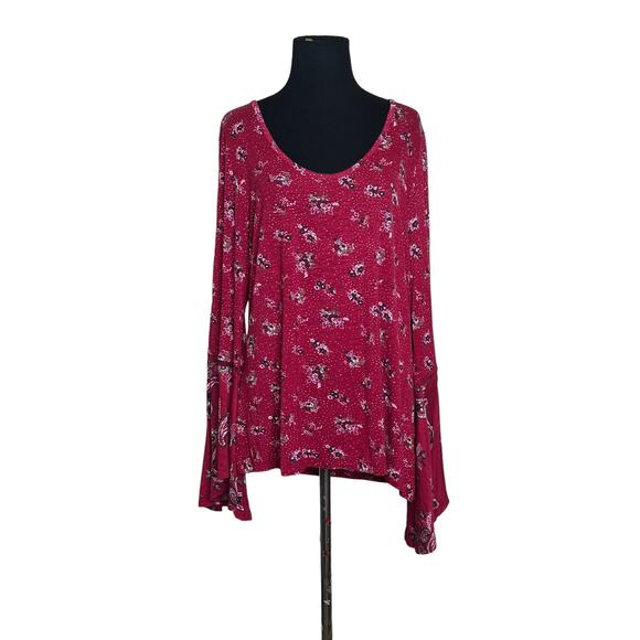 True Craft red floral long sleeves tunic top size 1X - Picture 9 of 9